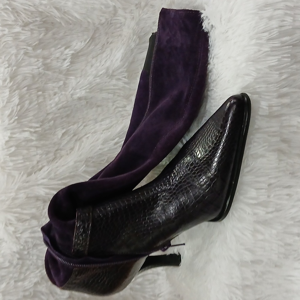 Franco Sarto Dark Purple Heeled Boots - Picture 4 of 12